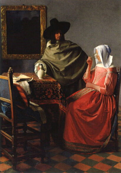 ポストカード アート フェルメール「グラスのワインを飲む女性」105×150mm 名画 メッセージカード 郵便はがき コレクション(BK6163)