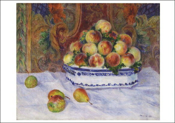 ポストカード アート ルノワール「桃とブドウのある静物」105×148mm 名画 メッセージカード 郵便はがき コレクション(VD7554)