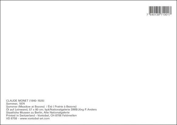 ポストカード アート モネ「夏(ブゾンの草原)」105×148mm 名画 メッセージカード 郵便はがき コレクション(VD8758) 2