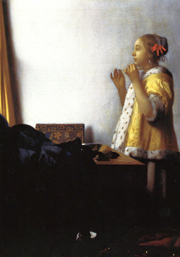 ポストカード アート フェルメール「真珠のネックレスの若い女性」105×150mm 名画 メッセージカード 郵..