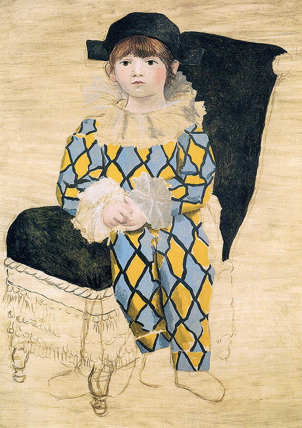 ポストカード アート ピカソ「ピエロに扮したパウロ」105×148mm 名画 郵便はがき コレクション