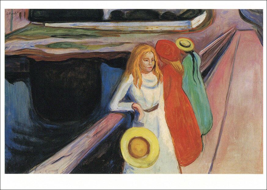 ポストカード アート ムンク「橋の上の少女たち」105×148mm 名画 メッセージカード 郵便はがき コレク..