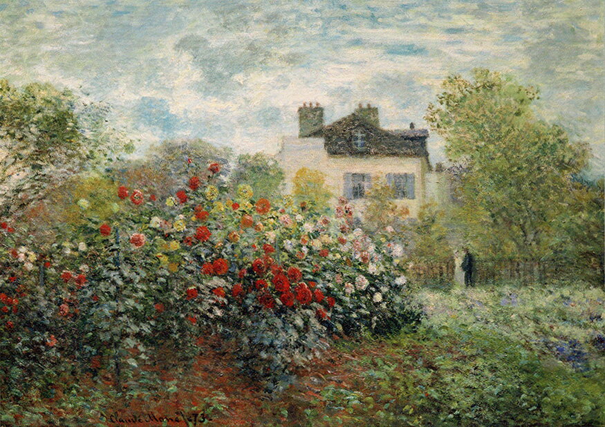 ポストカード アート モネ「アルジャントゥイユの画家の庭」105×148mm 名画 メッセージカード 郵便はが..