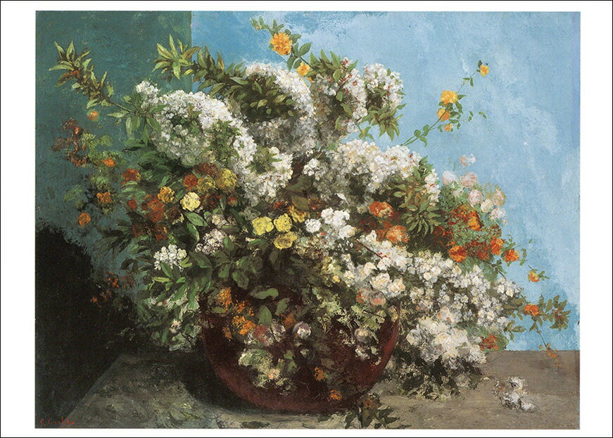 ポストカード アート クールベ「咲き誇る花」105×148mm 名画 メッセージカード 郵便はがき コレクショ..