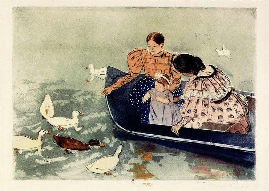 乐天商城 - ポストカード アート カサット「アヒルに餌をやる」105×148mm 名画 メッセージカード 郵便はがき コレクション(VD8263)