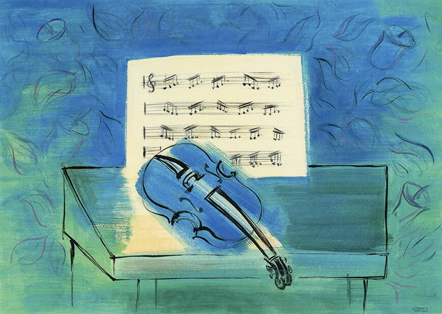 ポストカード アート デュフィ「青いヴァイオリン」105×148mm 名画 楽器 メッセージカード 郵便はがき ..