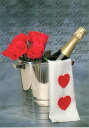 ポストカード 【カラー写真】【バレンタイン】ワインボトルと赤いバラとハート(ML9959800004)