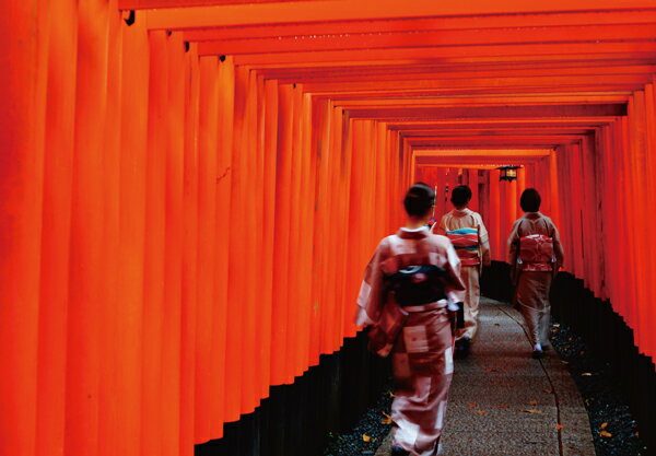 ポストカード カラー写真 日本風景シリーズ「伏見稲荷」105×150mm 観光地 メッセージカード 郵便はがき..