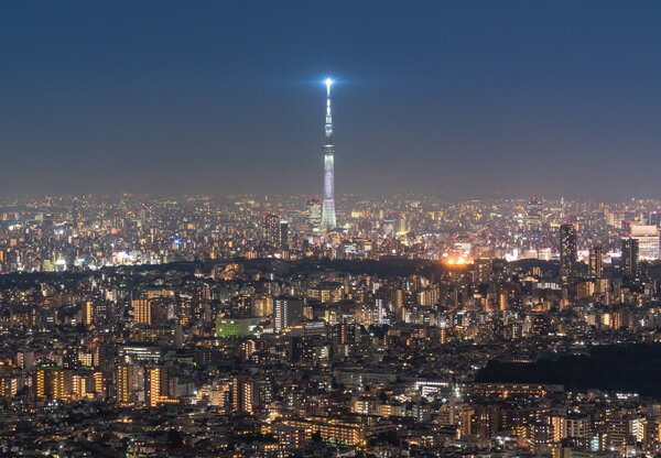 ポストカード カラー写真 日本風景シリーズ「東京の夜景・スカイツリー」105×150mm 観光地 名所 郵便はがき(JS-024)