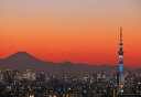 ポストカード カラー写真 日本風景シリーズ「夕焼けの東京と富士山」105×150mm 観光地 名所 郵便はがき(JS-025)