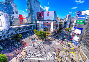 ポストカード カラー写真 日本風景シリーズ「渋谷のスクランブル交差点」105×150mm 東京 観光地 名所 郵便はがき(JS-027)