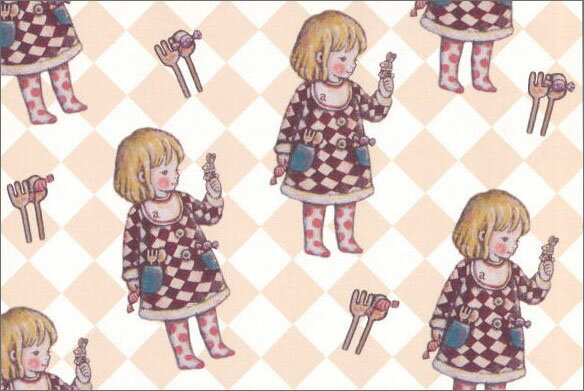 ポストカード イラスト trunk：chiyo「アーロイちゃんとキャンディうさぎさん」100×148mm メッセージカード 郵便はがき(C_012)