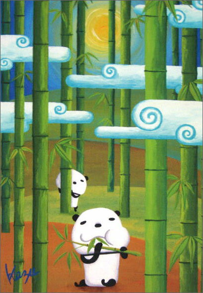 ポストカード イラスト 大月かずみ「竹林にて」105×150mm 郵便はがき 絵はがき メッセージカード(KO-023)