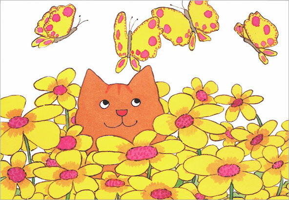ポストカード イラスト 絵本 ディッキー・ディック「お花畑のディッキー」105×150mm 猫 郵便はがき メ..