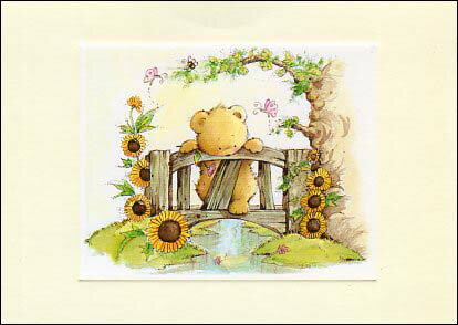 ポストカード イラスト ハニーベア「橋の上のクマちゃん」105×148mm 郵便はがき メッセージカード