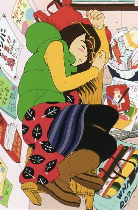 ポストカード イラスト なかつさとみ「疲れて眠りこけてる？」100×150mm 郵便はがき メッセージカード