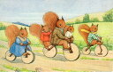 ポストカード イラスト 絵本 マーガレット・テンペスト「自転車に乗って」90×140mm 郵便はがき メッセージカード(PK442)