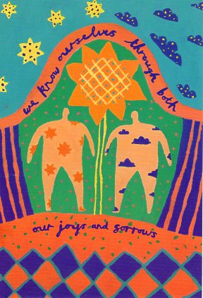 ポストカード イラスト スタティックス「私たちはお互いを通じて喜びや悲しみを分かち合う」105×148mm 郵便はがき メッセージカード