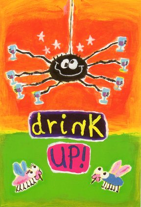 ポストカード イラスト デイビット・ワトビッツ「飲み干す！」103×150mm 郵便はがき メッセージカード