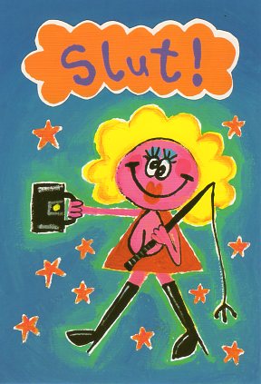 ポストカード イラスト デイビット・ワトビッツ「ふしだらな女！」103×150mm 郵便はがき メッセージカード