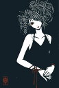 ポストカード イラスト ワカマツカオリ「女性」100×148mm 郵便はがき メッセージカード 和風(W-31)