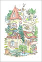ポストカード イラスト かわいみな「小人の家」100×150mm 郵便はがき メッセージカード イラストレーター かわいい(MK-014)