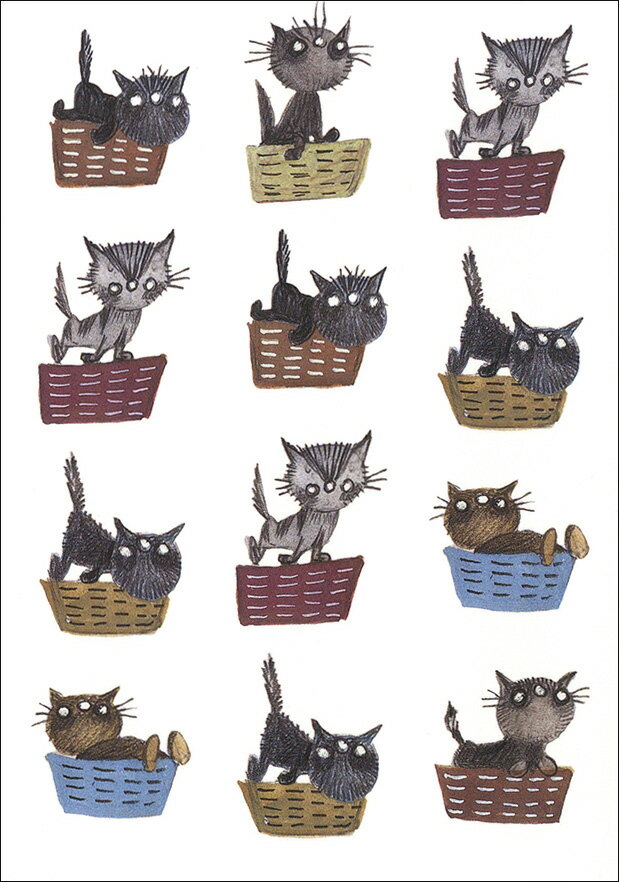 Rakuten - ポストカード イラスト 絵本 フィープ・ヴェステンドルプ「猫とバスケット」105×150mm(BK3798)