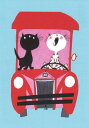 ポストカード イラスト 絵本 フィープ・ヴェステンドルプ「赤い車に乗るピムとポム」猫 105×150mm(BK5025)