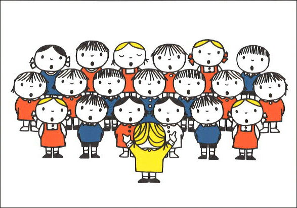 ポストカード ミッフィー ディック・ブルーナ「合唱 」105×150mm miffy 絵本 イラスト イラスト キャラクター グッズ コレクション うさこ 白背景 かわいい オランダ製(DB357)