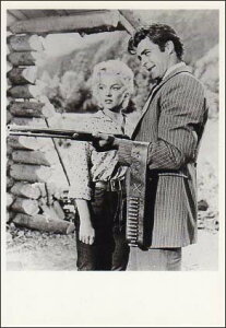 ポストカード モノクロ写真「マリリン・モンロー」(女優)「帰らざる河」(映画)105×150mm メッセージカード 郵便はがき ビンテージ ヴィンテージ 年代物