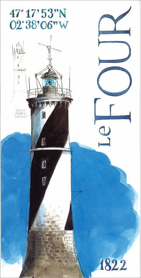 ロングサマーカード ポストカード カラー写真 フランスの夏の灯台「北緯47度17分 西経2度38分 1822年建立 "Le FOUR"」(CL4223)