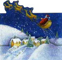 グリーティングカード/ダイカットタイプ 【クリスマス】サンタクロース【封筒付き/薄い紺に白い雪の結晶の柄が入っています】【封筒サイズ147×147mm】【中面/「Merry Christmas」の文字あり】(JXD-1K504)