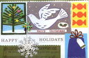 グリーティングカード 【クリスマス】 鳥【封筒付き/緑】【封...