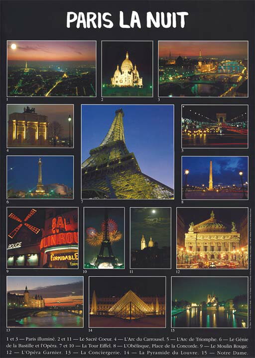 ポスター 【カラー写真】【風景】夜のパリ【500×700mm】(AVO06)