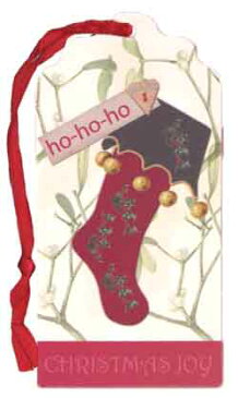ダイカットギフトタグ 【クリスマス】靴下/鳥【二枚セット】【裏面/「TO」「FROM」の文字あり】【しおりやオーナメントにも使えます】(XGT-403)