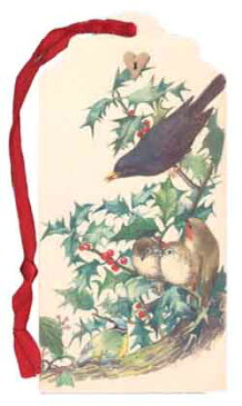 ダイカットギフトタグ 【クリスマス】靴下/鳥【二枚セット】【裏面/「TO」「FROM」の文字あり】【しおりやオーナメントにも使えます】(XGT-403)