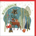 グリーティングカード【クリスマス】「トナカイとプレゼント」【封筒付き/赤】【封筒サイズ/165×165mm】 メッセージカード おしゃれ ギフト 輸入雑貨(EG...