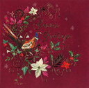グリーティングカード【クリスマス】「クリスマスの花とキジ」【封筒付き/白】【封筒サイズ/163×163mm】 メッセージカード おしゃれ ギフト 輸入雑貨(LS...