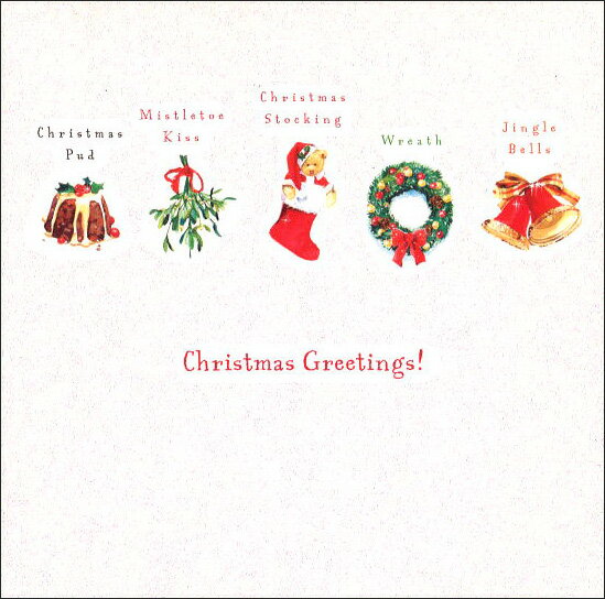 グリーティングカード【クリスマス】「クリスマスアイコン」【封筒付き/白】【封筒サイズ/145×145mm】 メッセージカード おしゃれ ギフト 輸入雑貨(XAL...