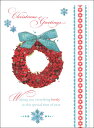 グリーティングカード【クリスマス】「赤いクリスマスリース」【封筒付き/白】【封筒サイズ/134×183mm】 メッセージカード おしゃれ ギフト 輸入雑貨(XE...