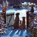 グリーティングカード 【クリスマス】「5匹の犬と猫」【封筒サイズ/145×145mm】【カードサイズ/140×140mm】メッセージカード/定形外/おしゃれ/イ...