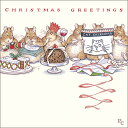 グリーティングカード 【クリスマス】「クリスマスを祝う6匹のネズミ」【封筒サイズ/163×163mm】【カードサイズ/158×158mm】メッセージカード/おしゃれ/ねずみ/動物/イギリス/輸入雑貨(XPCI0015)