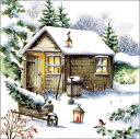 グリーティングカード【クリスマス】「クリスマスの庭」【封筒付き/白】【封筒サイズ/163×163mm】 メッセージカード おしゃれ ギフト 輸入雑貨(XMOM0...