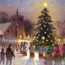 グリーティングカード【クリスマス】「クリスマスキャロル」【封筒付き/白】【封筒サイズ/158×158mm】 メッセージカード おしゃれ ギフト 輸入雑貨(XMTB0046-1)