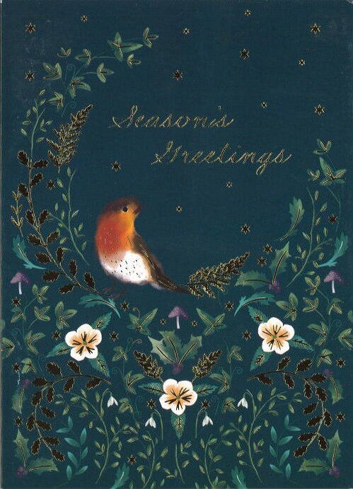 グリーティングカード【クリスマス】「ロビン」 【封筒付き/白】【封筒サイズ/128×177mm】メッセージカード ギフト(LWAP0006-2)