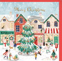 グリーティングカード【クリスマス】「街のツリー」 【封筒付き/赤】【封筒サイズ/165×165mm】メッセージカード ギフト(WYXR006)