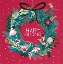 グリーティングカード【クリスマス】INKSMITH「クリスマスリース」 【封筒付き/クラフト】【封筒サイズ/165×165mm】メッセージカード ギフト(X14...