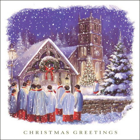 グリーティングカード【クリスマス】「教会前の合唱」 【封筒付