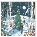 グリーティングカード クリスマス「森のツリー飾り」封筒127×127mm イラスト メッセージカード