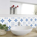 ドレジャー タイルステッカー1シート「BLUE GRAPHIC STAR」 キッチン用品 水に強い ビニール 壁紙 模様 スクエア(75009102-1)